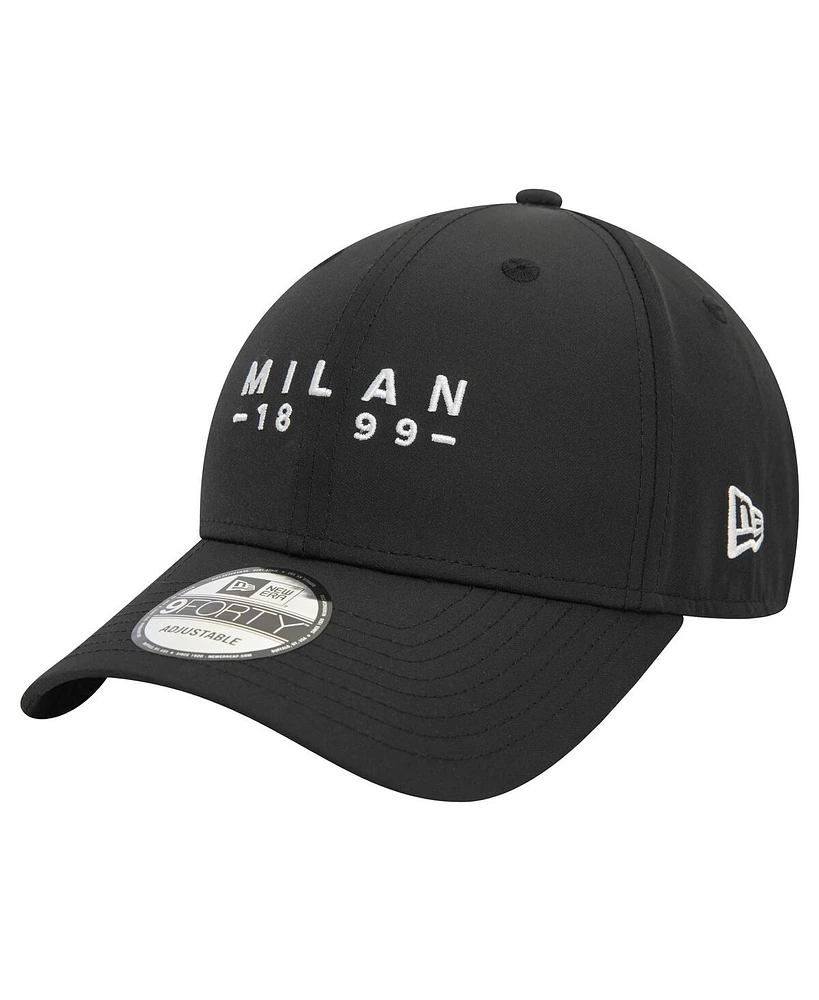 New Era Men's Black Ac Milan Established Wordmark 9FORTY Adjustable Hat