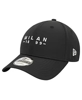 New Era Men's Black Ac Milan Established Wordmark 9FORTY Adjustable Hat