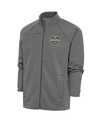 Antigua Men's Steel Michigan Wolverines College Football Playoff 2023 National Champions Links Full-Zip Golf Jacket