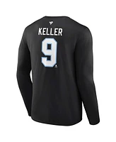 Fanatics Men's Clayton Keller Black Utah Hockey Club Authentic Stack Name Number Long Sleeve T-Shirt