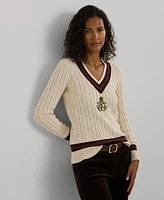 Lauren Ralph Women's Cable-Knit Cotton Cricket Sweater