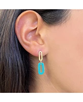 The Lovery Blue Enamel Paperclip Link Earrings