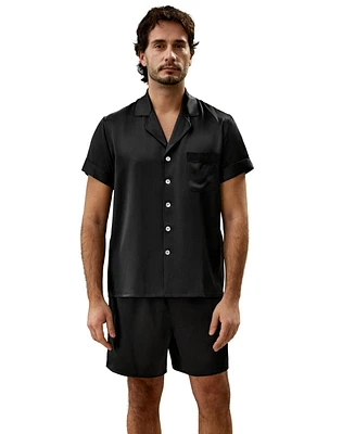 Lilysilk Men's 22 Momme Contrast Trim Short Silk Pajama Set for Men