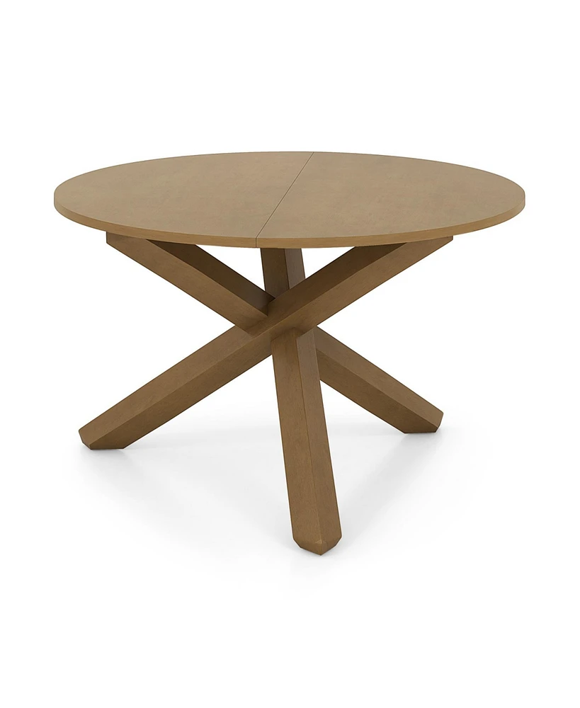 Sugift 47 Inches Round Dining Table with Solid Acacia Wood Legs