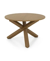 Sugift 47 Inches Round Dining Table with Solid Acacia Wood Legs