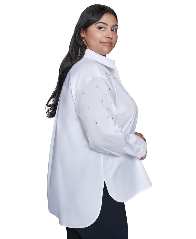 Karl Lagerfeld Paris Plus Embellished Blouse, Created for Macy's