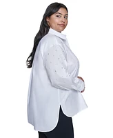 Karl Lagerfeld Paris Plus Embellished Blouse, Created for Macy's