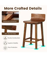 Sugift Wood Bar Stools Set of 2 with Solid Back and Seat