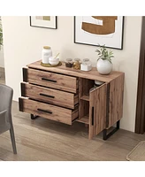 Sugift Sideboard Buffet Cabinet Credenza Storage Cabinet with 3 Drawers