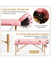 Vebreda Portable Adjustable Facial Spa Bed with Carry Case-Pink