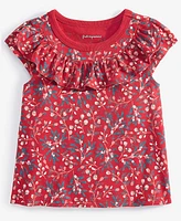 First Impressions Baby Girls Ruffled Berry Bloom Printed Short-Sleeve T-Shirt, Created for Macy's