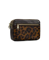 Patricia Nash Viani Leather Wristlet - Leopard hair-on