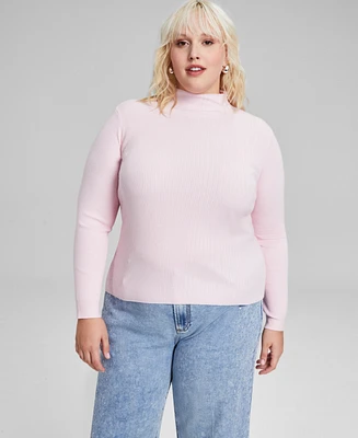 And Now This Trendy Plus Mock Neck Ribbed Sweater, Created for Macy's