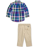 Polo Ralph Lauren Baby Boys Plaid Shirt & Chino Pants, 2 Piece Set