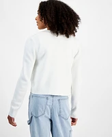 Madden Girl Juniors' Crewneck Mossy Button-Front Cardigan