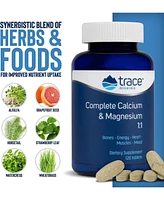 Trace Minerals Complete Calcium & Magnesium 1:1 | Powerful Bone, Energy, Heart, Muscle & Mood Support | Certified Vegetarian, Gluten Free | 120 Tablet