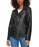 Levi's Women's Faux Leather Longline Belted Moto Jacket