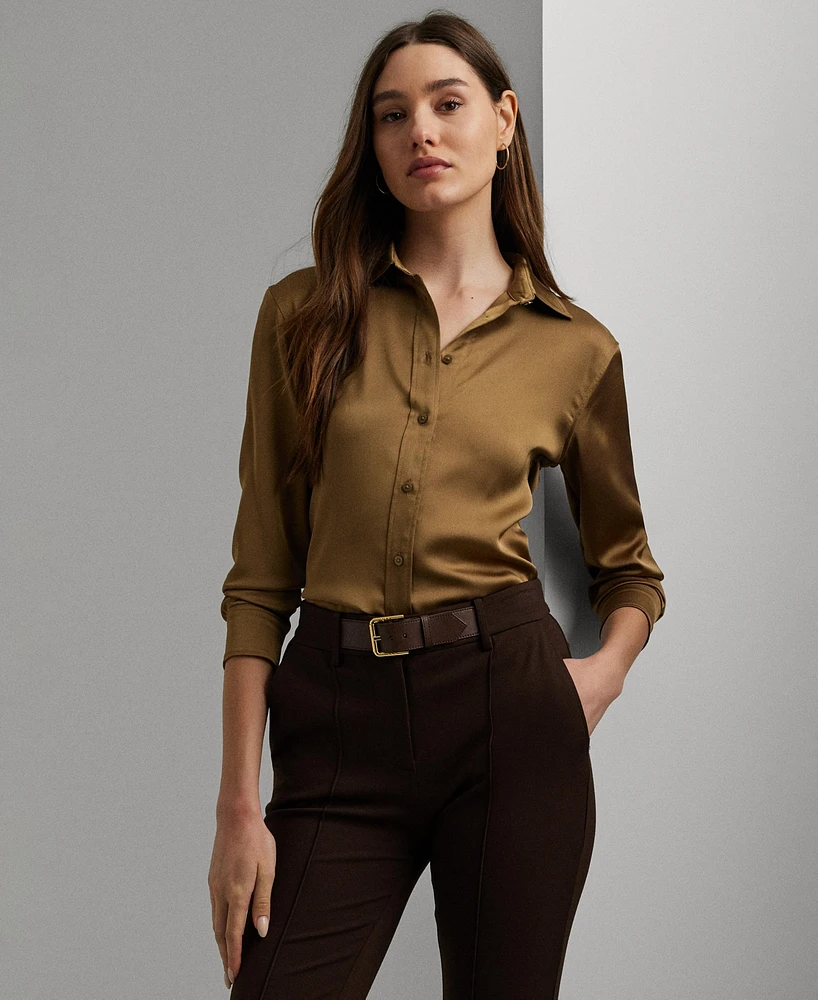 Lauren Ralph Women's Classic-Fit Satin Charmeuse Shirt