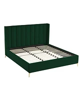 Inspired Home Keion Velvet Platform Bed King