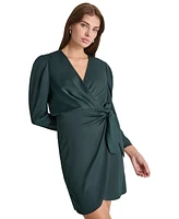 Dkny Women's Faux-Wrap Puff-Sleeve V-Neck Dress