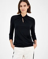 Anne Klein Women's Solid Twist-Neck 3/4-Sleeve Top