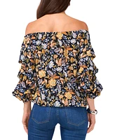 Vince Camuto Women's Printed Off-the-Shoulder Balloon-Sleeve Blouse