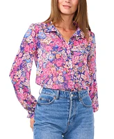 Vince Camuto Women's Floral-Print Ruffled-Cuff Blouse