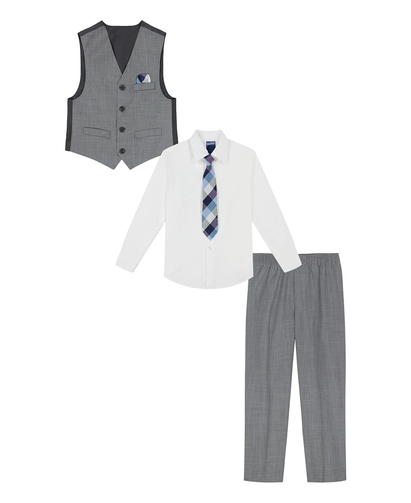 Nautica Little Boys Deco Sharkskin Vest, 4-Piece Set