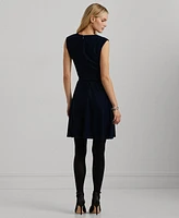 Lauren Ralph Petite Belted Velvet Cap-Sleeve Dress