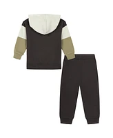 Calvin Klein Little Boys Logo Colorblock Fleece Hoodie Joggers 2-Piece Set