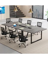 Tribesigns 8FT Conference Table, 94.49 L x 47.24 W x 29.53 H Inches Large Meeting Table/Podcast Table for 10 People, Business Style Wooden Training Ta