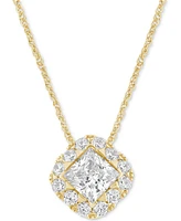 Diamond Princess Halo 18" Pendant Necklace (3/4 ct. t.w.) in 14k Gold