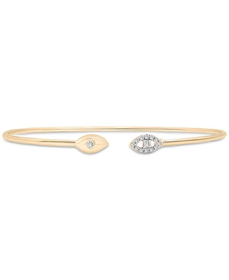 Wrapped Diamond Evil Eye Wire Cuff Bangle Bracelet (1/10 ct. t.w.) in 14k Gold, Created for Macy's