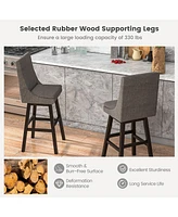 Sugift Set of 2 360° Swivel Bar Stool with Rubber Wood Legs Footrest