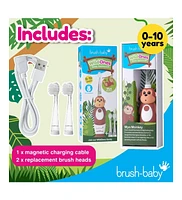 Brush-Baby WildOnes Monkey Kids Electric Rechargeable Toothbrush | Childrens Electric Toothbrush | Animal Character Toothbrush