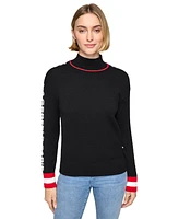 Karl Lagerfeld Paris Women's Mock-Neck Logo Sweater