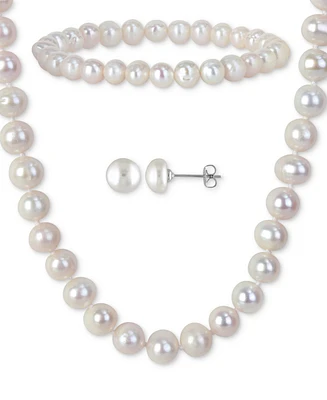 3-Pc. Set Cultured Freshwater Pearl (7-8mm) Collar Necklace, Stretch Bracelet, & Stud Earrings