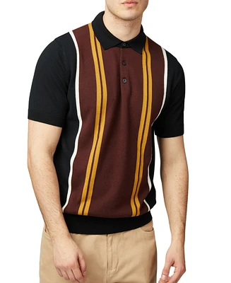 Ben Sherman Men's Regular-Fit Sweater-Knit Stripe Polo Shirt