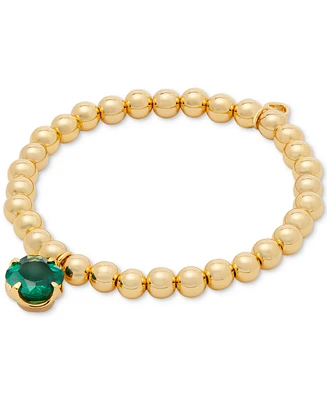 kate spade new york Gold-Tone Pop of Joy Green Stone Stretch Bracelet