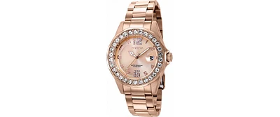 Invicta Women's 37698 Pro Diver Quartz 3 Hand Rose Gold Dial Watch