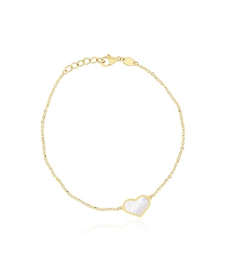 The Lovery Mother of Pearl Single Heart Bracelet 14K Gold