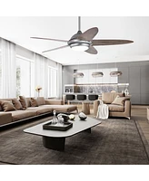 Skonyon 52 Inch Ceiling Fan with Lights and 3 Lighting Colors-Silver Gray