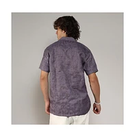 Campus Sutra Men's Plum Purple Embroidered Heathered Shirt