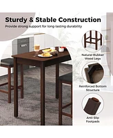 Costway 3 Pcs Bar Table Set Dining & 2 Pvc Leather Upholstered Stools