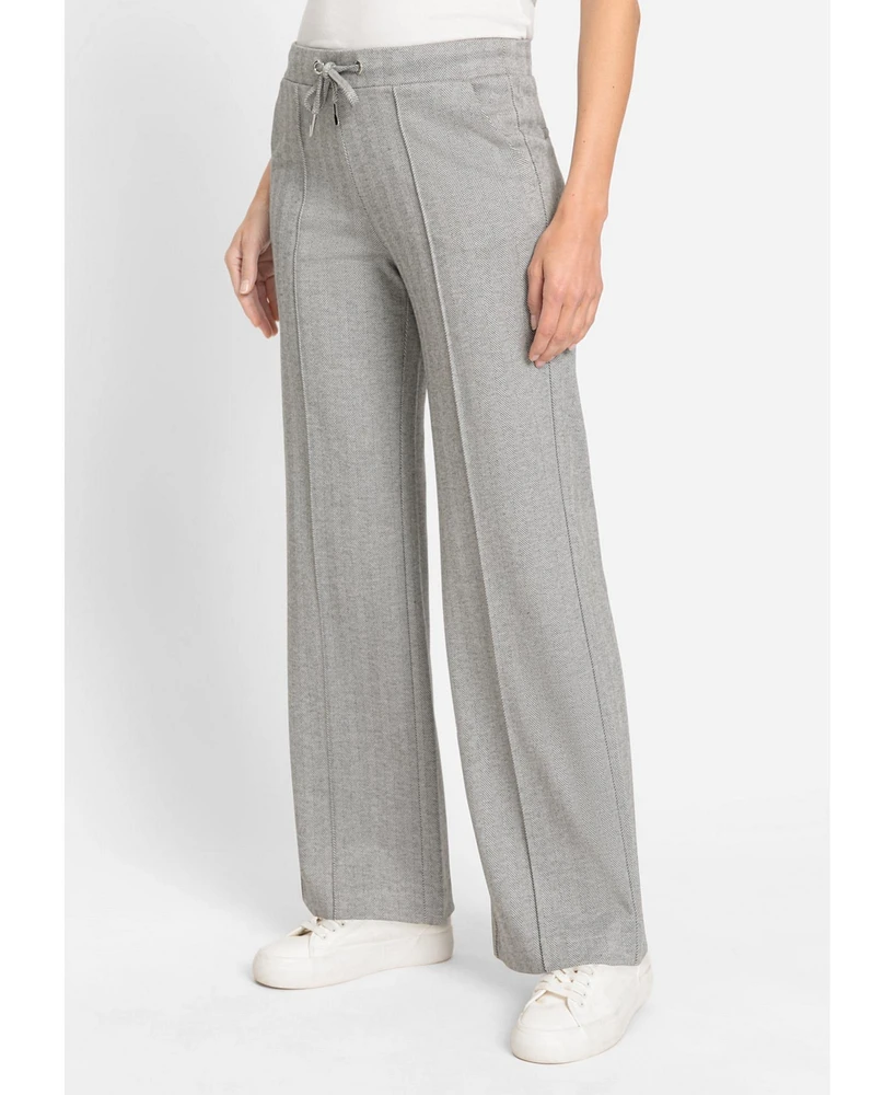 Olsen Women's Anna Fit Wide Leg Herringbone Pant