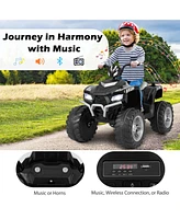 Costway 24V Kids Ride-On Electric Atv 4-Wheeler Quad Car with Wireless Connection