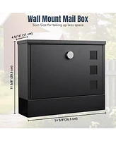 Yescom Large Wall Mount Steel Mail Box Lockable Letterbox w/ Door & 2 Keys Home Security Outdoor