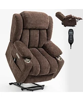 Mondawe Blue Up to 350 Lbs Chenille Power Lift Recliner Chair with Usb and Type-c Ports