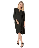 Marion Maternity Empire Waist Nursing Midi Tea Dress Tencel