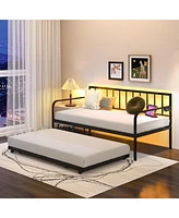 Sugift Twin Daybed with Charging Station and Led Lights